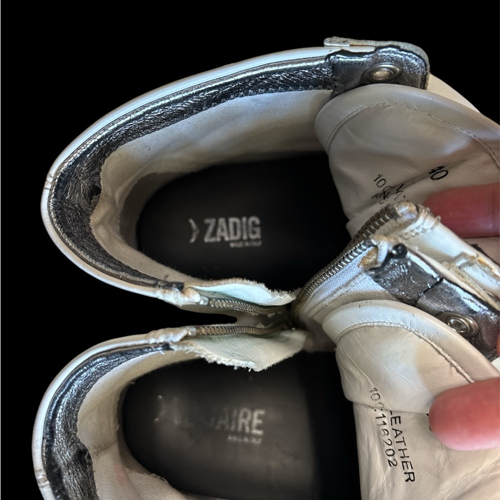 Zadig & Voltaire High Flash white Leather Sneakers SZ FR40/ US 9,MADE IN ITALY - Picture 7 of 13